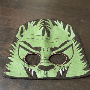 Werewolf Mask Green and Brown Beanie One Size